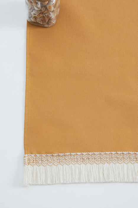Linen Textured Table Runner with Tassels 16x36 inches (40x90 cm) Craft Table Cloth for Home Kitchen Decorations,R-59