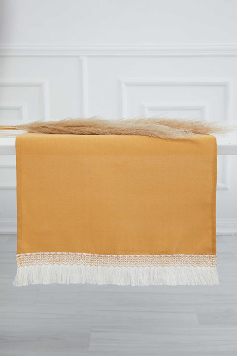 Linen Textured Table Runner with Tassels 16x36 inches (40x90 cm) Craft Table Cloth for Home Kitchen Decorations,R-59