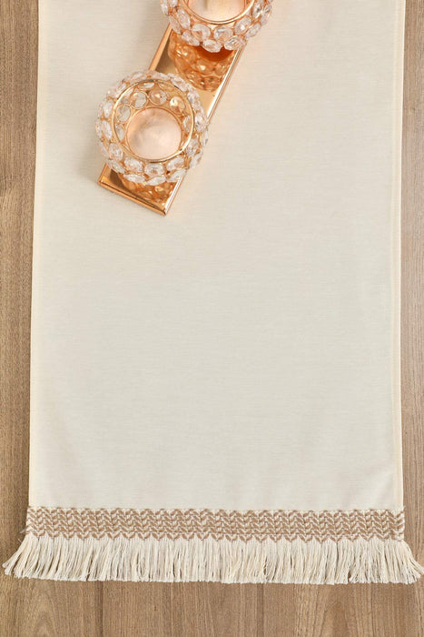 Linen Textured Table Runner with Tassels 16x36 inches (40x90 cm) Craft Table Cloth for Home Kitchen Decorations,R-59