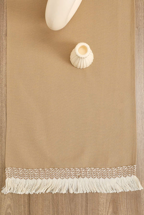 Linen Textured Table Runner with Tassels 16x36 inches (40x90 cm) Craft Table Cloth for Home Kitchen Decorations,R-59