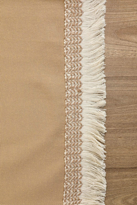 Linen Textured Table Runner with Tassels 16x36 inches (40x90 cm) Craft Table Cloth for Home Kitchen Decorations,R-59