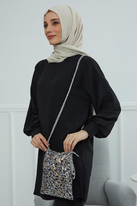 Long Strap Stylish Sequined Polyester Shoulder Bag Vanity Bag for Women,CE-10