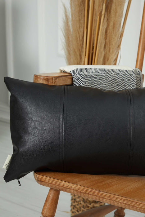 Luxurious Faux Leather Pillow Cover, Sophisticated Modern Cushion Cover for Minimalist Decor, 20x12 Large Decorative Pillow Cover,K-368
