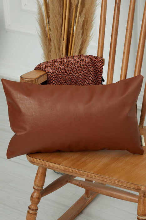 Luxurious Faux Leather Pillow Cover, Sophisticated Modern Cushion Cover for Minimalist Decor, 20x12 Large Decorative Pillow Cover,K-368