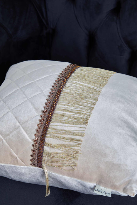 Luxurious Fringed Velvet Throw Pillow Cover for Elegant Home Decoration, Gorgeous Throw Pillow Cover Design for Stylish Interiors,K-340