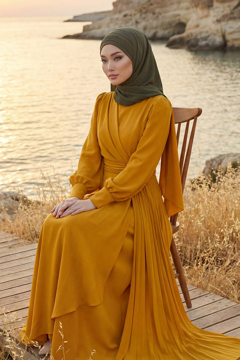 Luxury Instant Pleated Shawl Hijab for Women, Modest Wear Lightweight Aerobin Scarf, Practical Pleated Headscarf for Work, Travel & Events,CPS-90