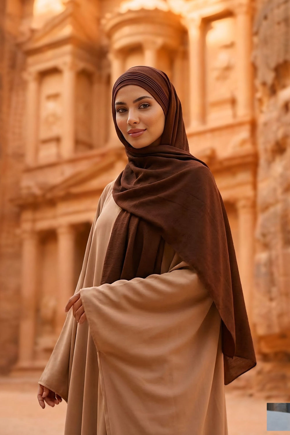 Luxury Instant Pleated Shawl Hijab for Women, Modest Wear Lightweight Aerobin Scarf, Practical Pleated Headscarf for Work, Travel & Events,CPS-90 Brown