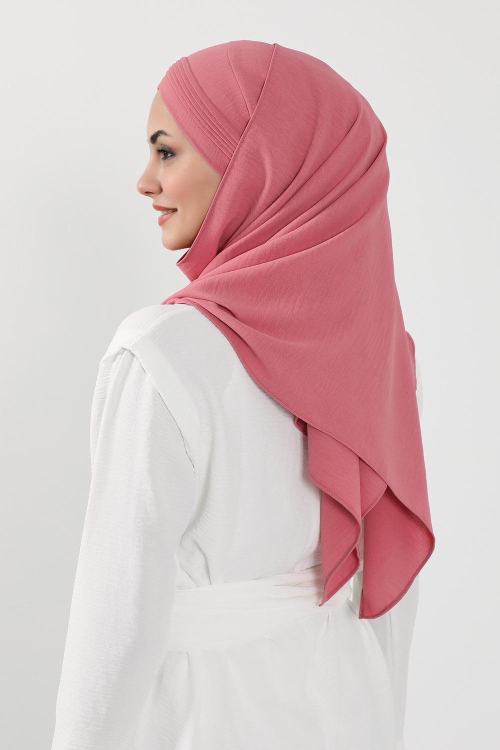 Luxury Instant Pleated Shawl Hijab for Women, Modest Wear Lightweight Aerobin Scarf, Practical Pleated Headscarf for Work, Travel & Events,CPS-90 Dark Pink