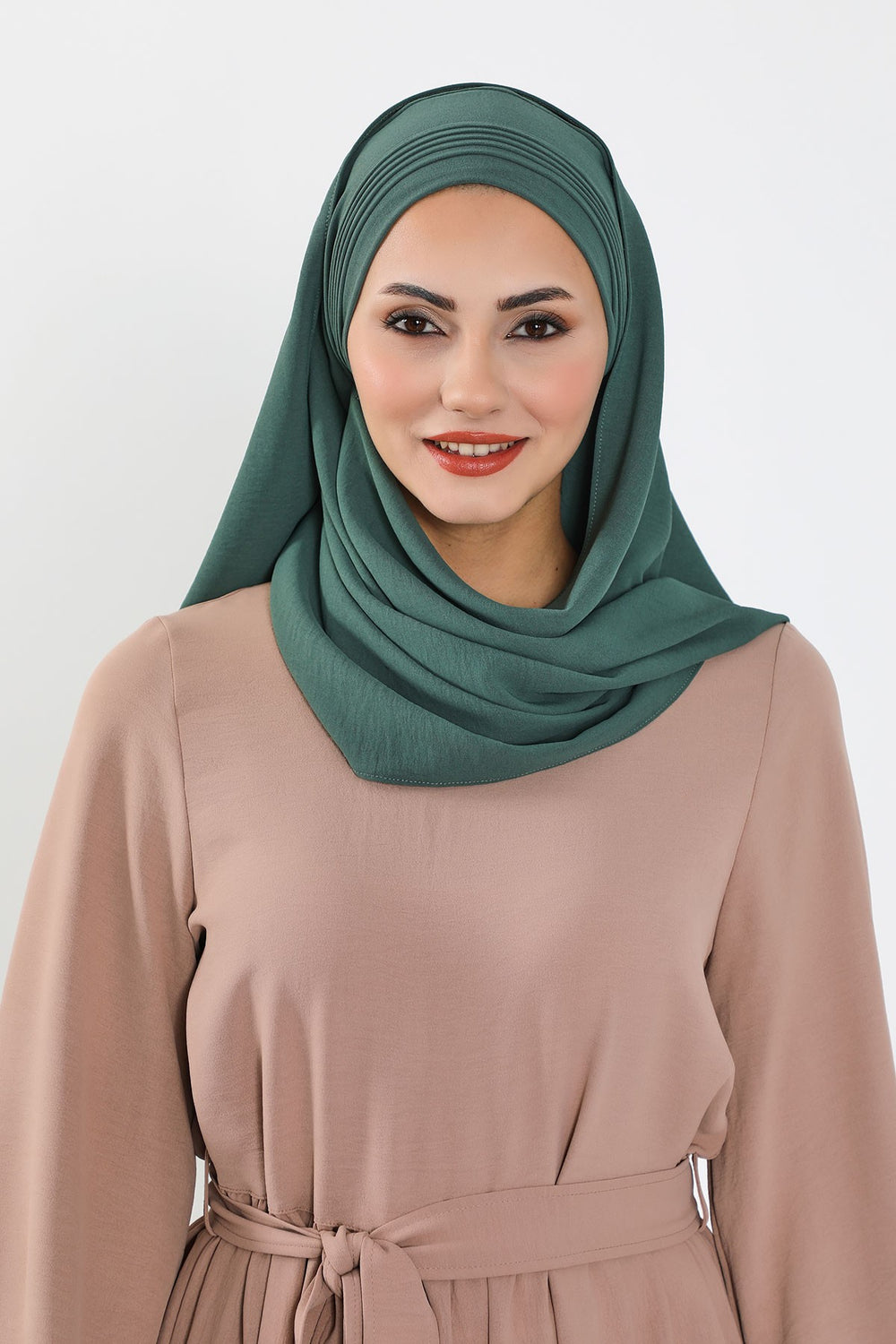 Luxury Instant Pleated Shawl Hijab for Women, Modest Wear Lightweight Aerobin Scarf, Practical Pleated Headscarf for Work, Travel & Events,CPS-90 Light Green