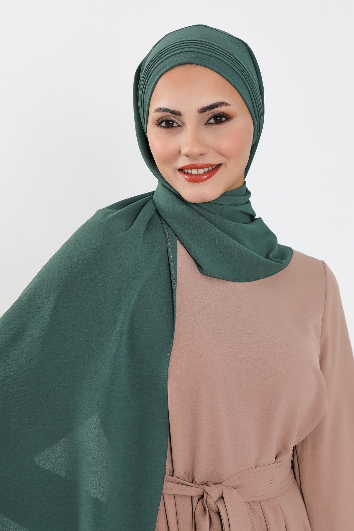 Luxury Instant Pleated Shawl Hijab for Women, Modest Wear Lightweight Aerobin Scarf, Practical Pleated Headscarf for Work, Travel & Events,CPS-90 Light Green