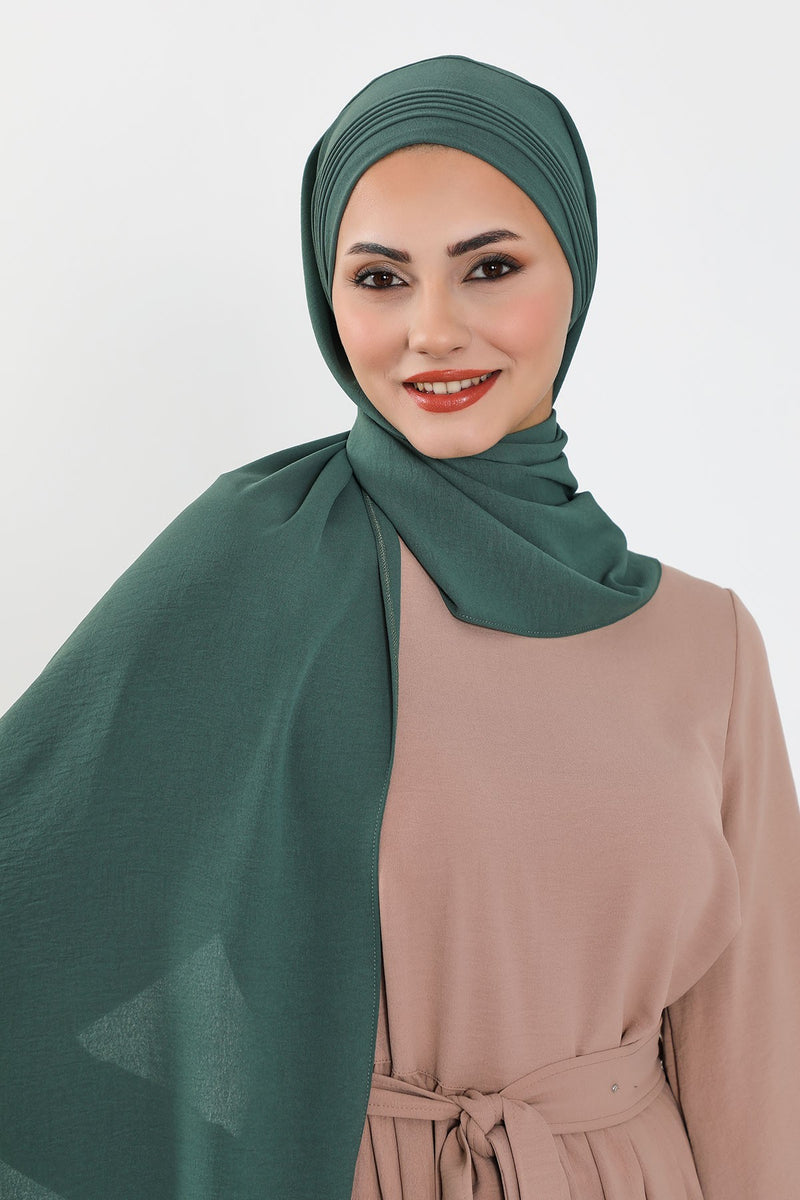 Luxury Instant Pleated Shawl Hijab for Women, Modest Wear Lightweight Aerobin Scarf, Practical Pleated Headscarf for Work, Travel & Events,CPS-90