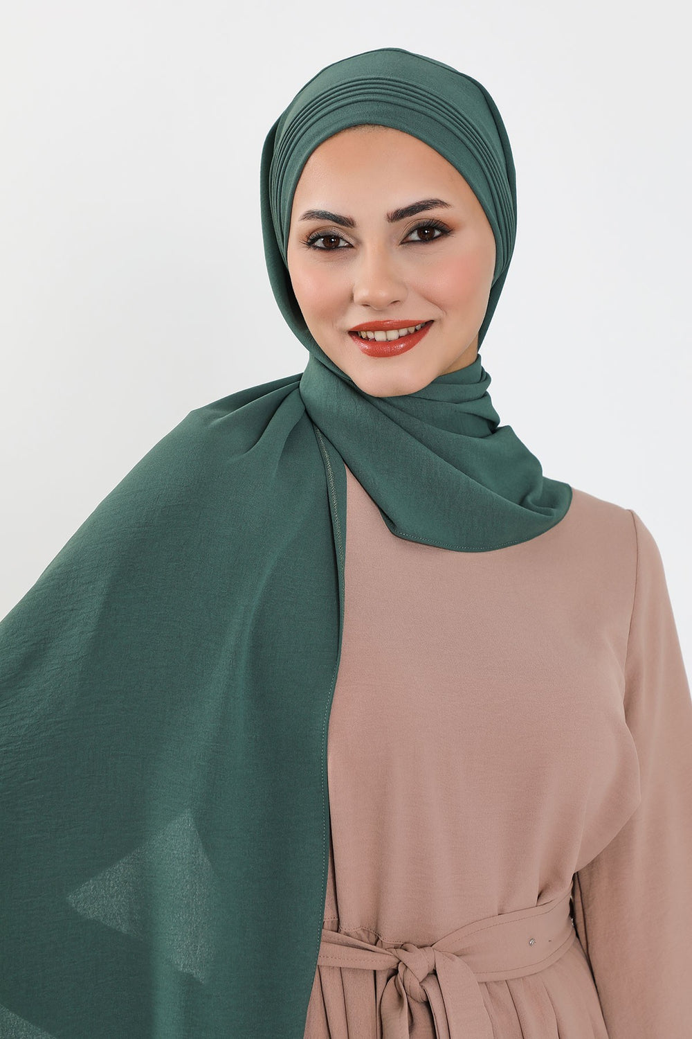 Luxury Instant Pleated Shawl Hijab for Women, Modest Wear Lightweight Aerobin Scarf, Practical Pleated Headscarf for Work, Travel & Events,CPS-90 Light Green