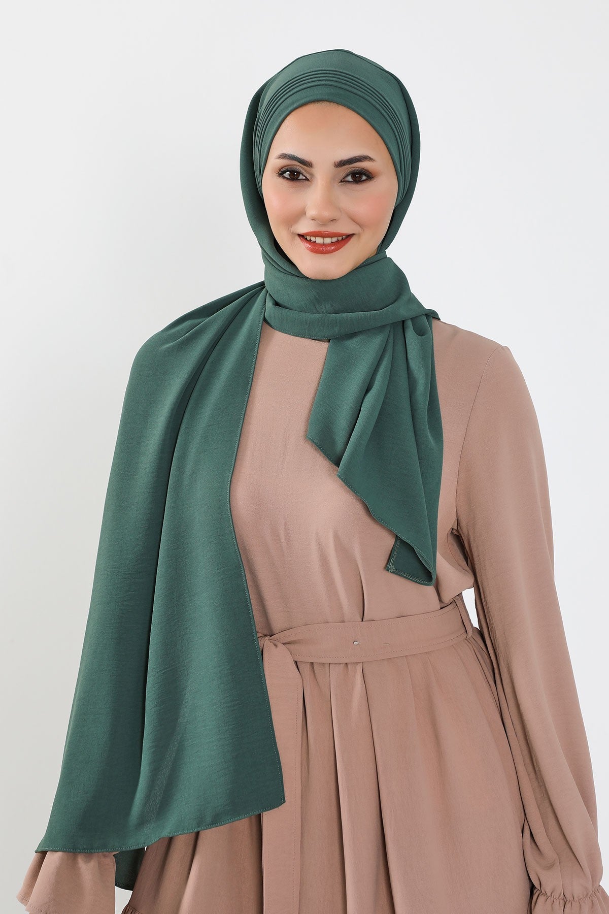 Luxury Instant Pleated Shawl Hijab for Women, Modest Wear Lightweight Aerobin Scarf, Practical Pleated Headscarf for Work, Travel & Events,CPS-90 Light Green