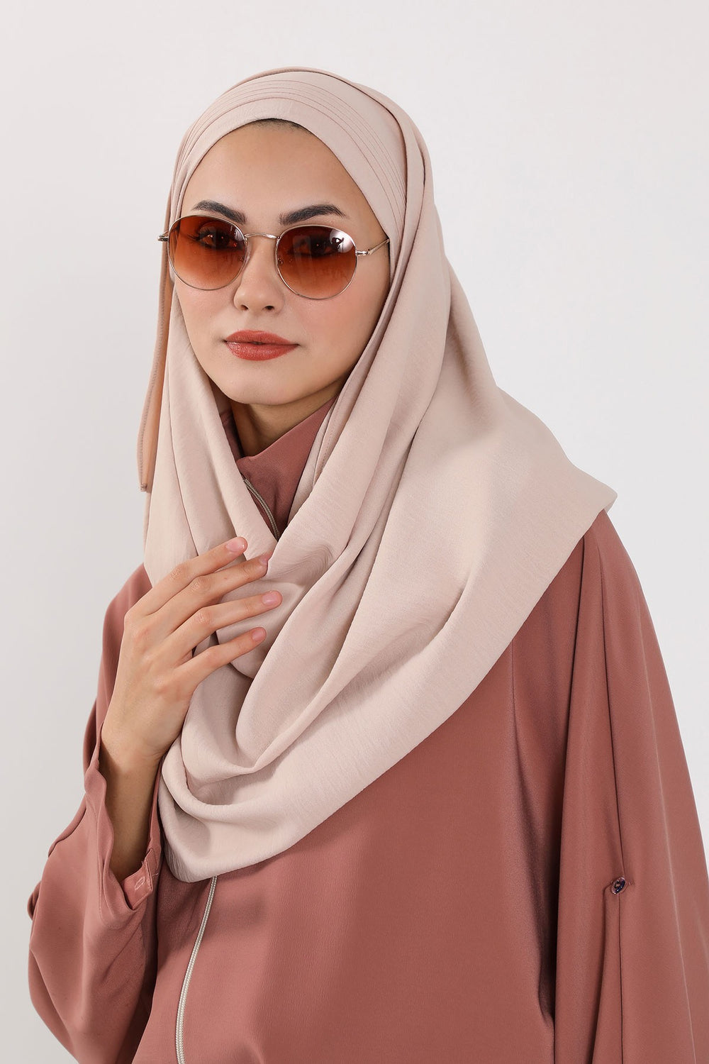 Luxury Instant Pleated Shawl Hijab for Women, Modest Wear Lightweight Aerobin Scarf, Practical Pleated Headscarf for Work, Travel & Events,CPS-90 Stone