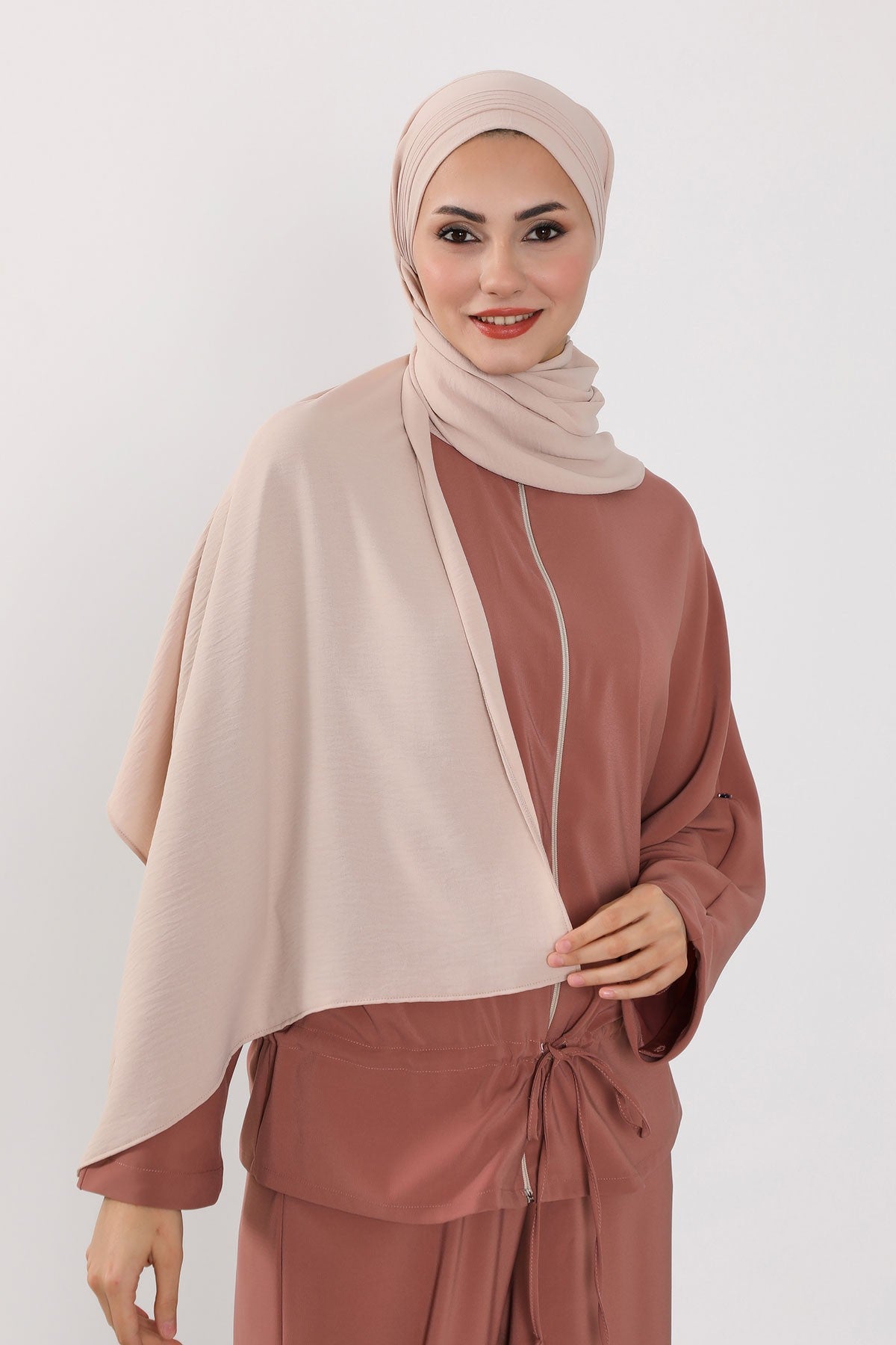 Luxury Instant Pleated Shawl Hijab for Women, Modest Wear Lightweight Aerobin Scarf, Practical Pleated Headscarf for Work, Travel & Events,CPS-90 Stone