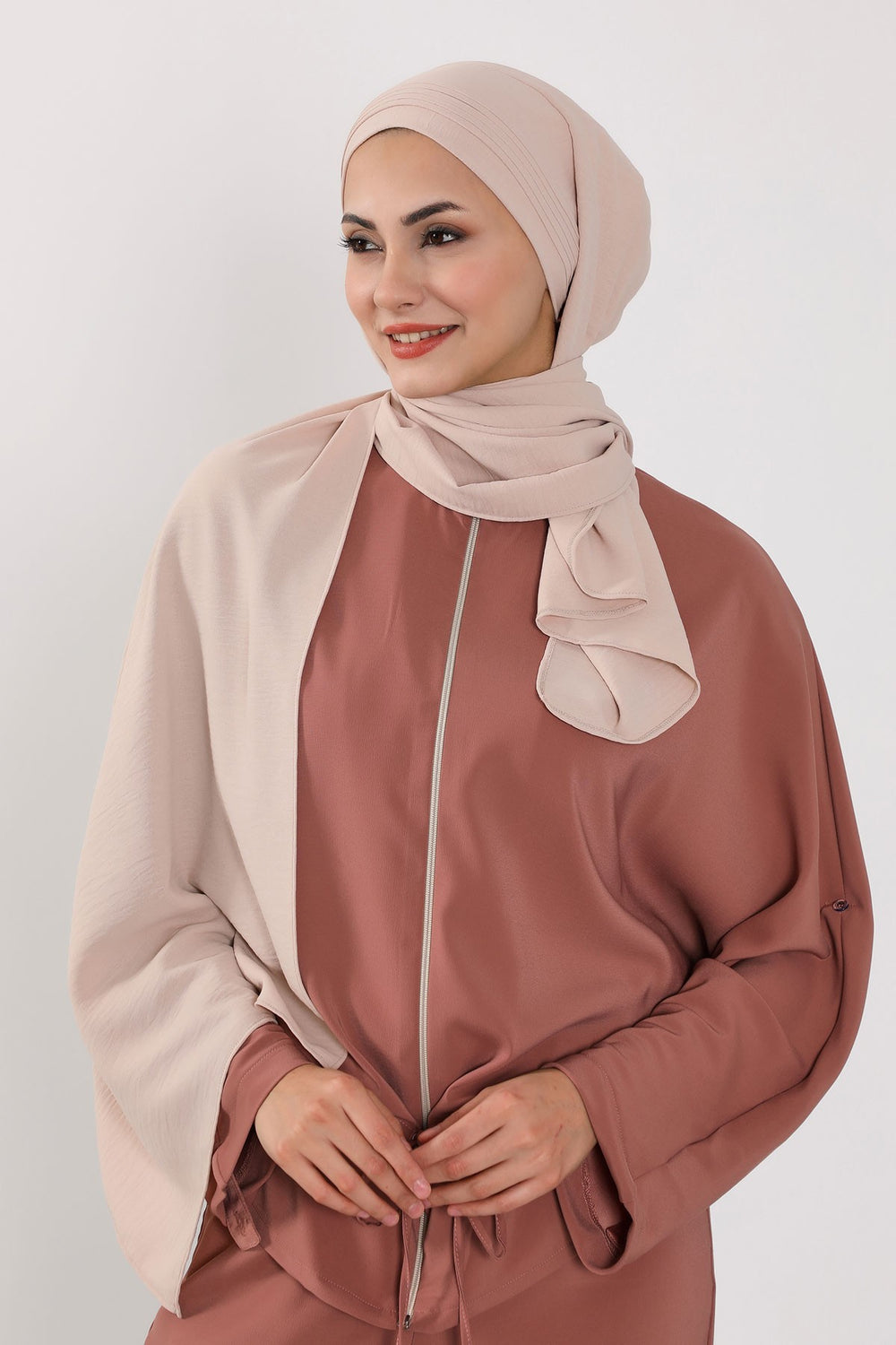 Luxury Instant Pleated Shawl Hijab for Women, Modest Wear Lightweight Aerobin Scarf, Practical Pleated Headscarf for Work, Travel & Events,CPS-90 Stone