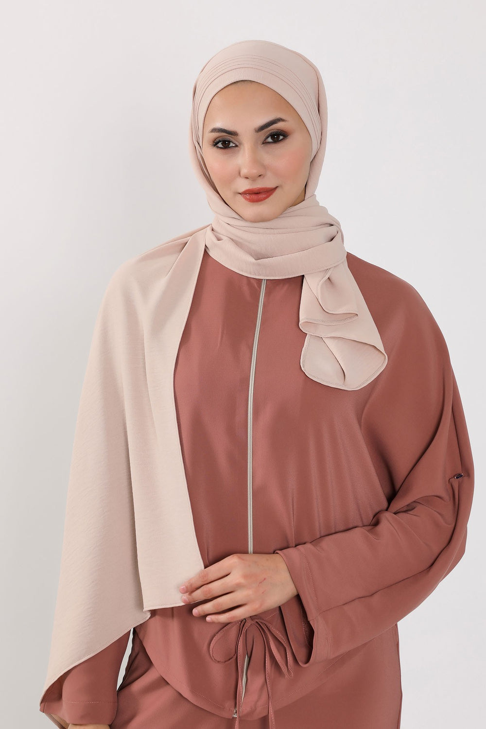 Luxury Instant Pleated Shawl Hijab for Women, Modest Wear Lightweight Aerobin Scarf, Practical Pleated Headscarf for Work, Travel & Events,CPS-90 Stone