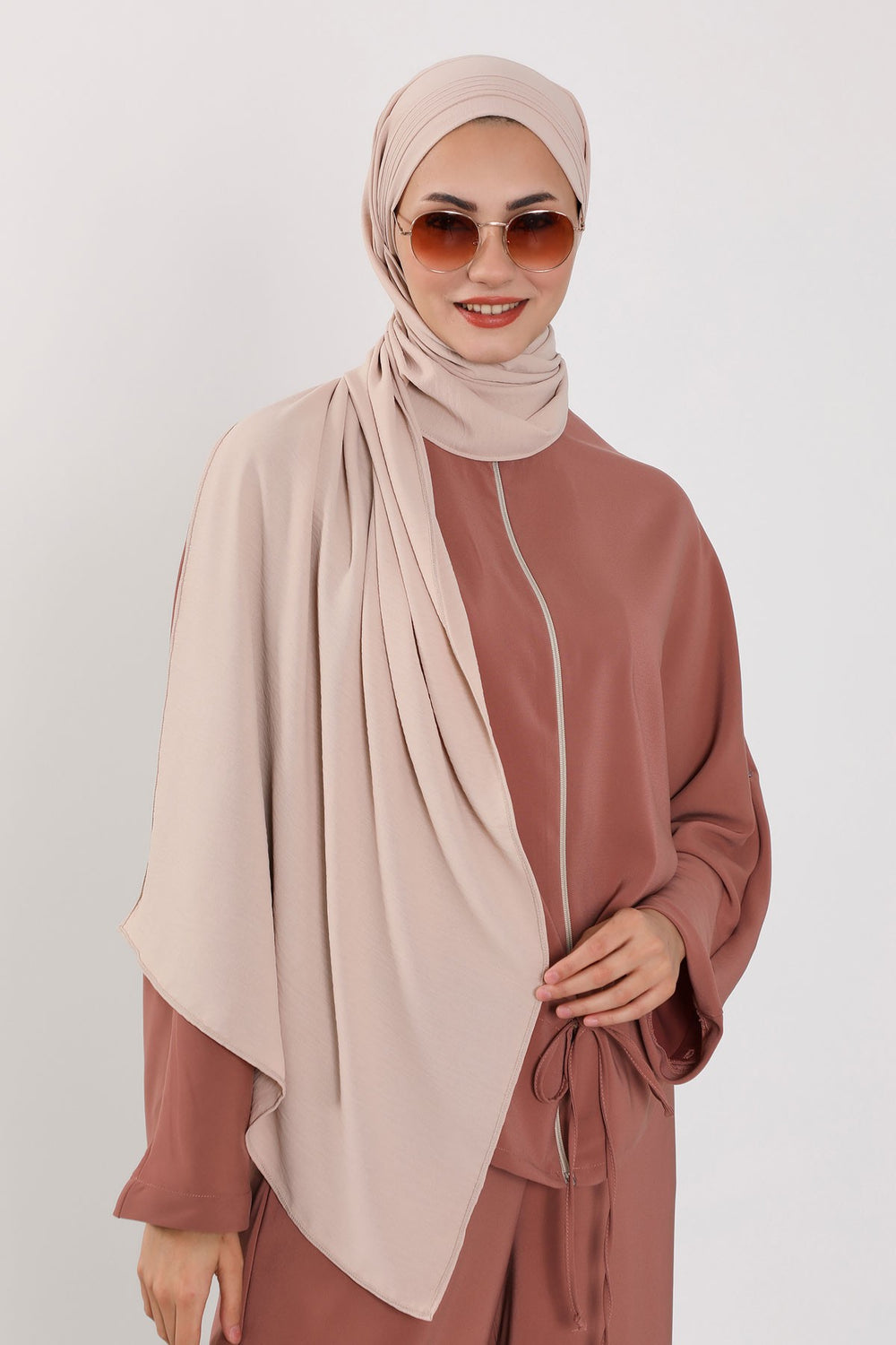 Luxury Instant Pleated Shawl Hijab for Women, Modest Wear Lightweight Aerobin Scarf, Practical Pleated Headscarf for Work, Travel & Events,CPS-90 Stone