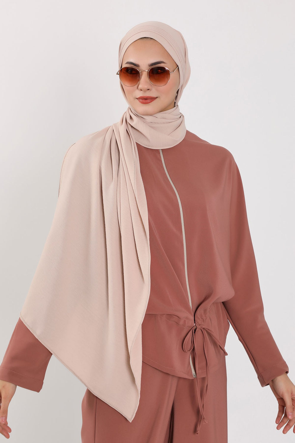Luxury Instant Pleated Shawl Hijab for Women, Modest Wear Lightweight Aerobin Scarf, Practical Pleated Headscarf for Work, Travel & Events,CPS-90 Stone