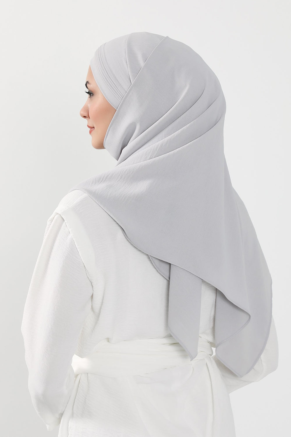 Luxury Instant Pleated Shawl Hijab for Women, Modest Wear Lightweight Aerobin Scarf, Practical Pleated Headscarf for Work, Travel & Events,CPS-90 Light Grey