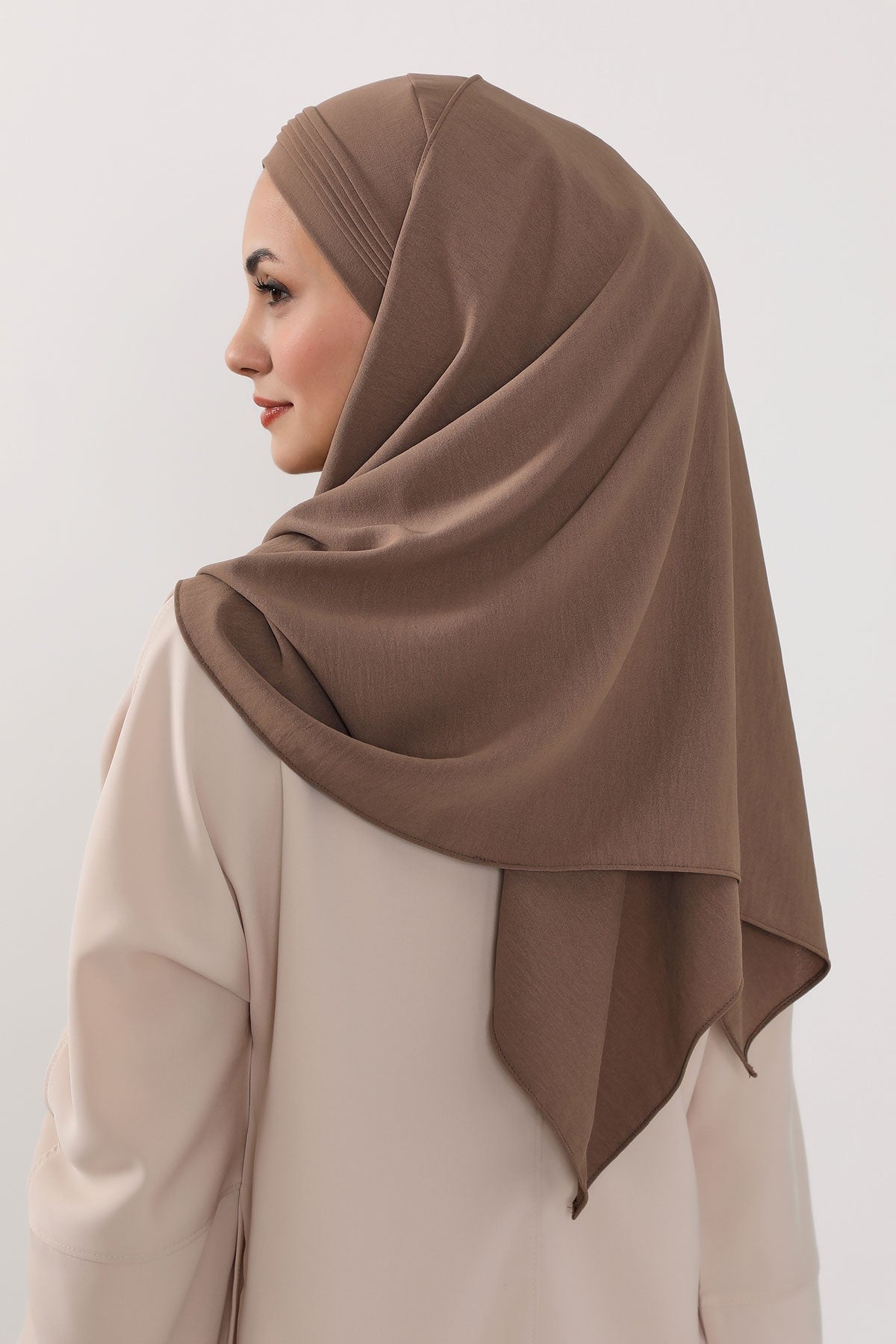 Luxury Instant Pleated Shawl Hijab for Women, Modest Wear Lightweight Aerobin Scarf, Practical Pleated Headscarf for Work, Travel & Events,CPS-90 Chocolate