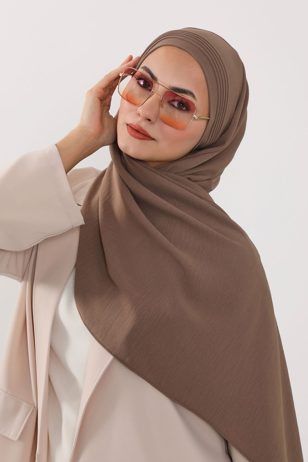 Luxury Instant Pleated Shawl Hijab for Women, Modest Wear Lightweight Aerobin Scarf, Practical Pleated Headscarf for Work, Travel & Events,CPS-90 Chocolate