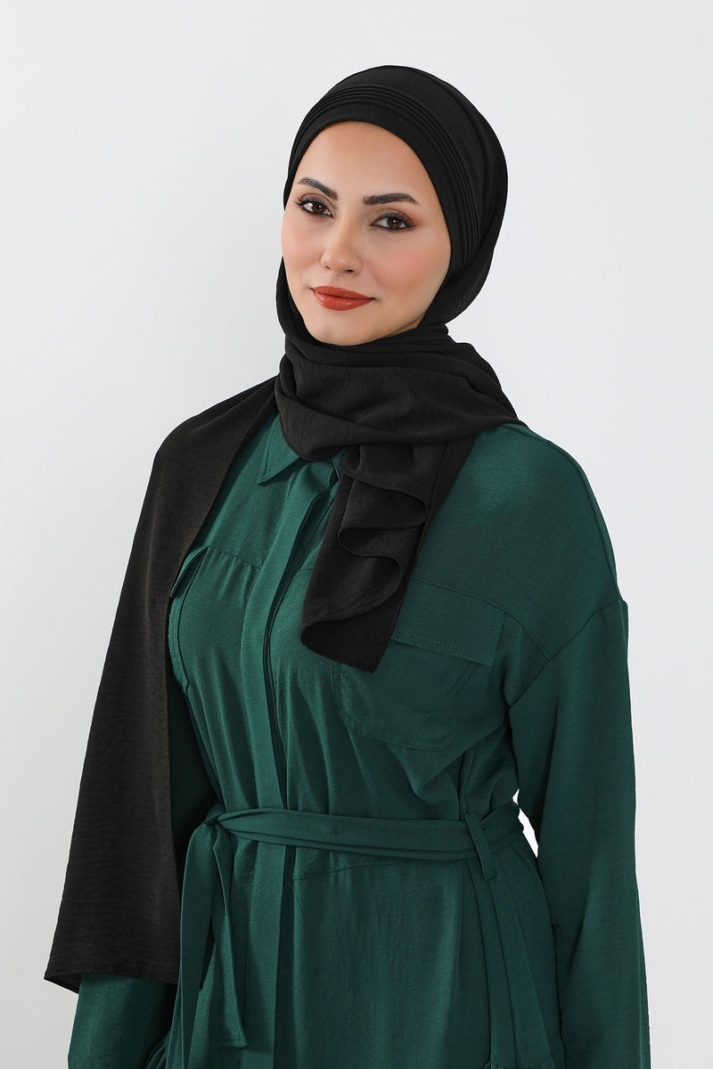 Luxury Instant Pleated Shawl Hijab for Women, Modest Wear Lightweight Aerobin Scarf, Practical Pleated Headscarf for Work, Travel & Events,CPS-90