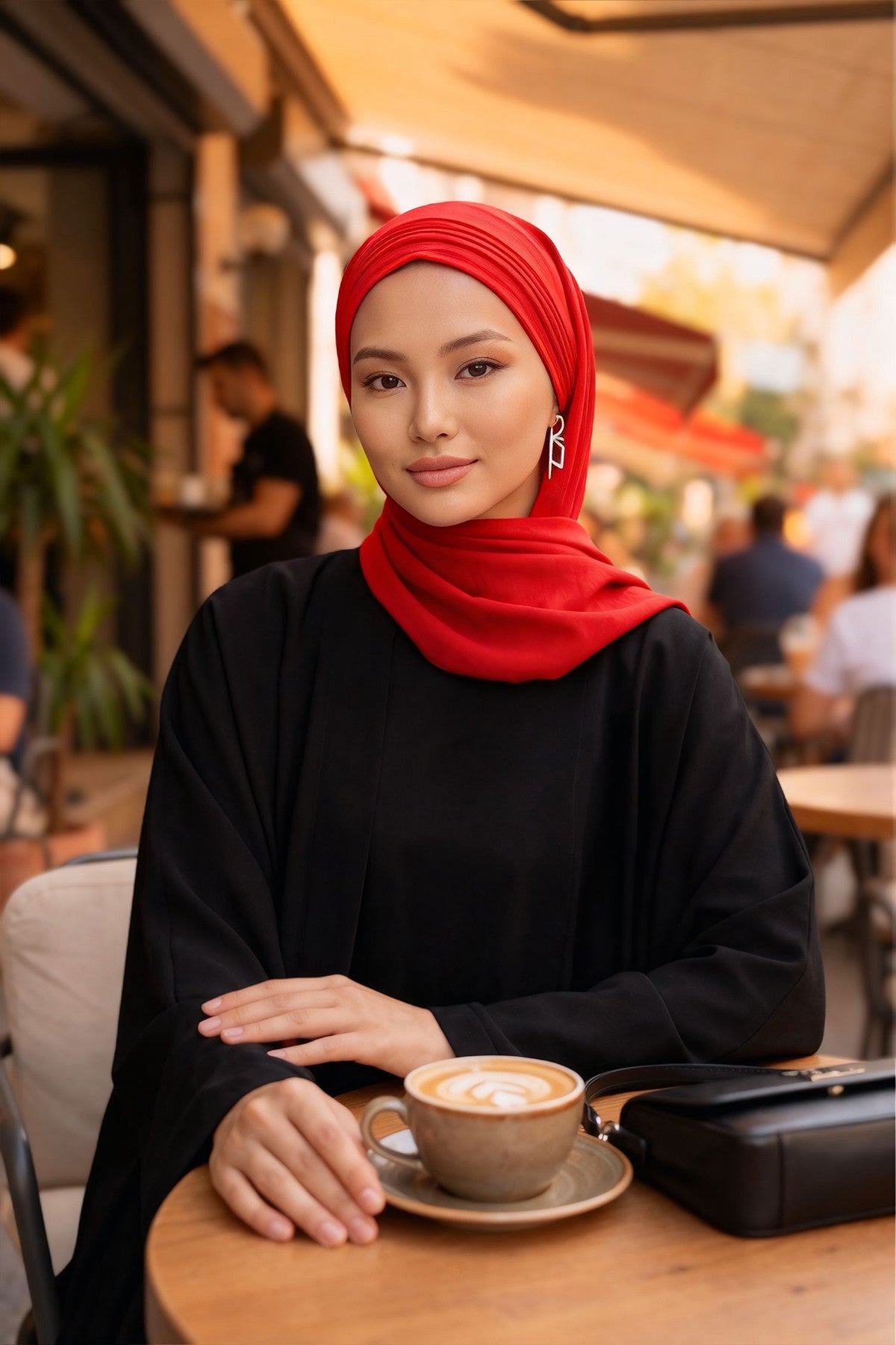 Luxury Instant Pleated Shawl Hijab for Women, Modest Wear Lightweight Aerobin Scarf, Practical Pleated Headscarf for Work, Travel & Events,CPS-90 Red