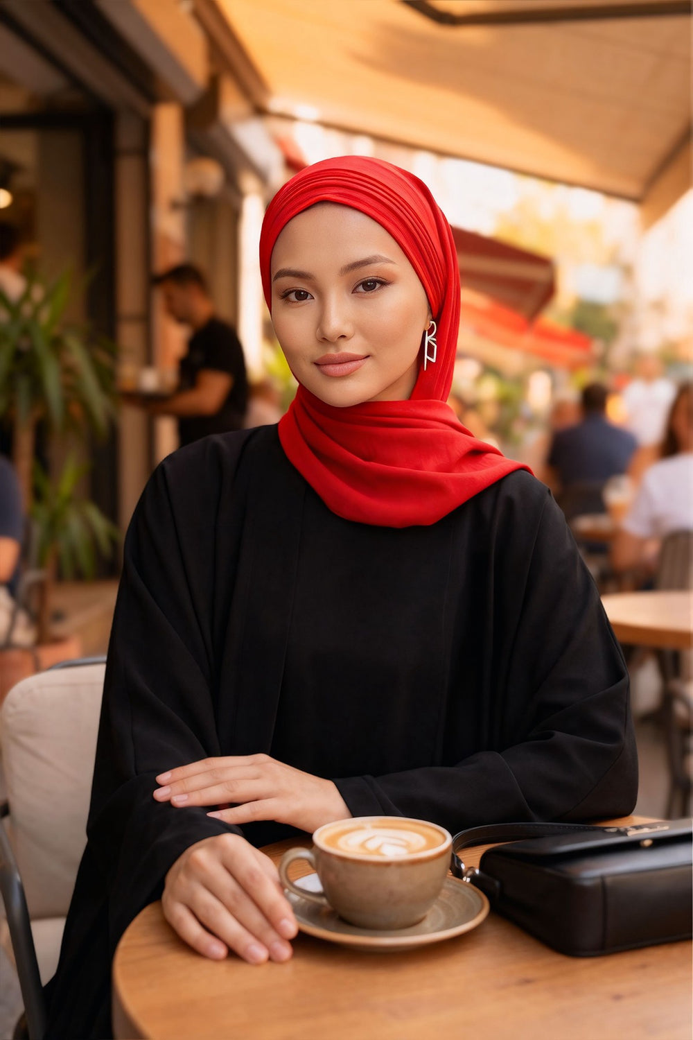 Luxury Instant Pleated Shawl Hijab for Women, Modest Wear Lightweight Aerobin Scarf, Practical Pleated Headscarf for Work, Travel & Events,CPS-90 Red
