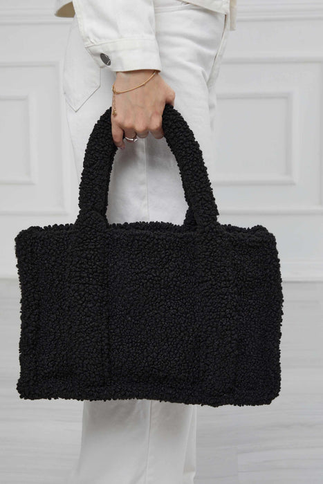 Magnetic Closure Teddy Fabric Shoulder Bag Handmade Daily Bag Handbag for Women,CK-39