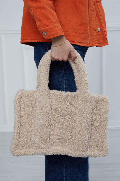 حقيبة كتف مصنوعة يدويًا من قماش تيدي بإغلاق مغناطيسي، حقيبة يد يومية للنساء، CK-39