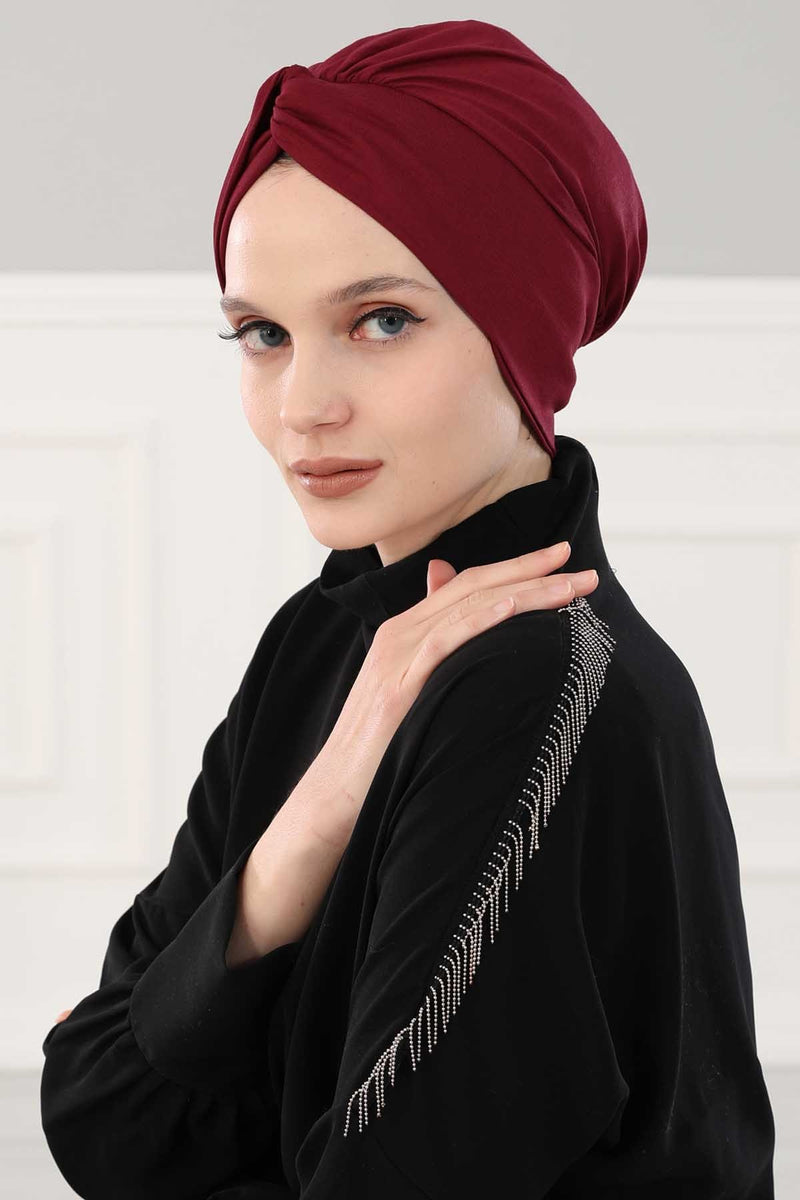 Maharajah Instant Turban Hijab for Women Headwrap Lightweight Headscarf Modest Headwear, Plain Stylish Bonnet Cap for Women,B-4