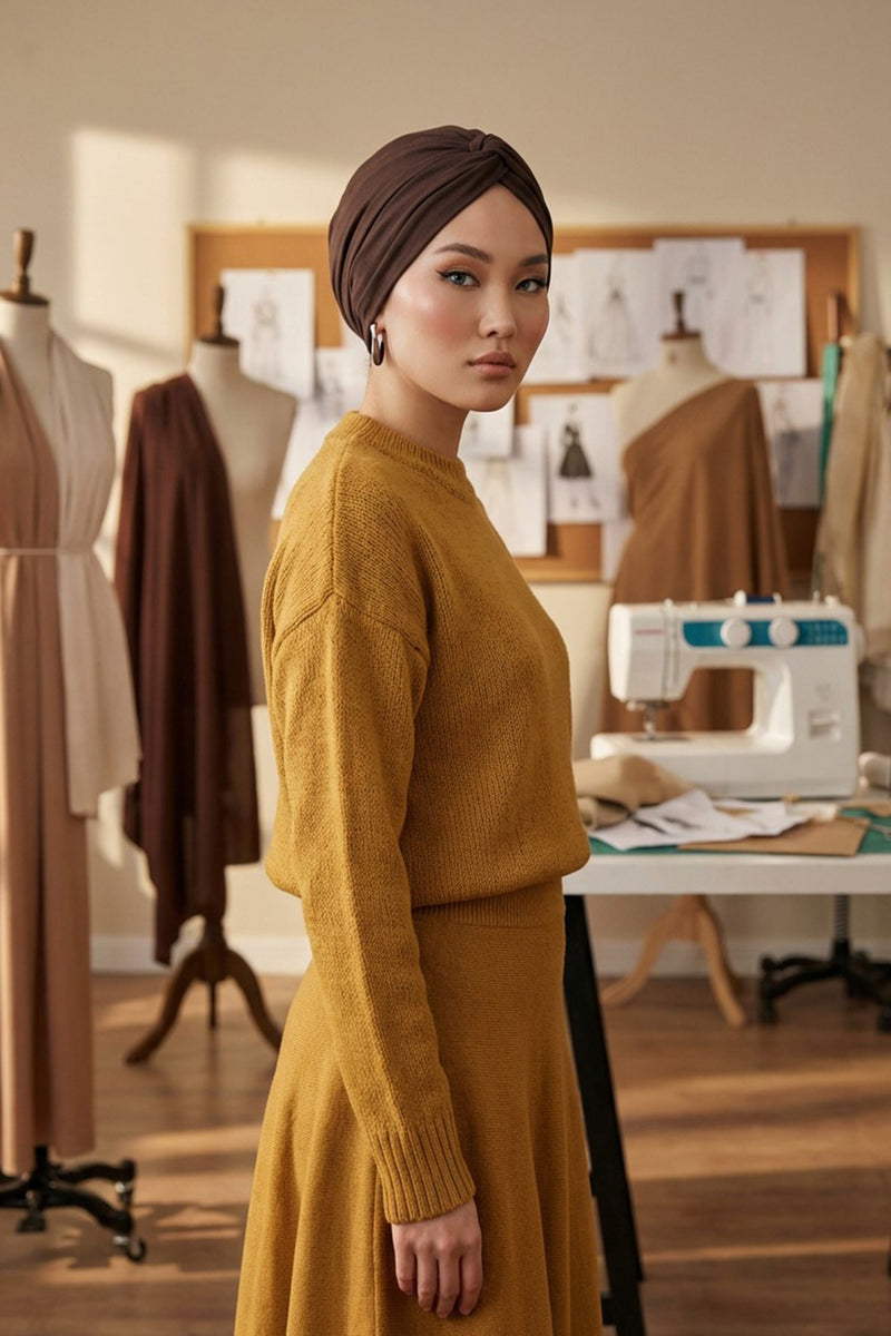 Maharajah Instant Turban Hijab for Women Headwrap Lightweight Headscarf Modest Headwear, Plain Stylish Bonnet Cap for Women,B-4