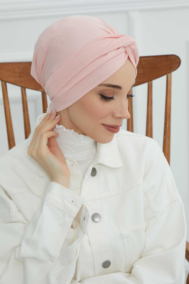 Maharajah Instant Turban Hijab for Women Headwrap Lightweight Headscarf Modest Headwear, Plain Stylish Bonnet Cap for Women,B-4