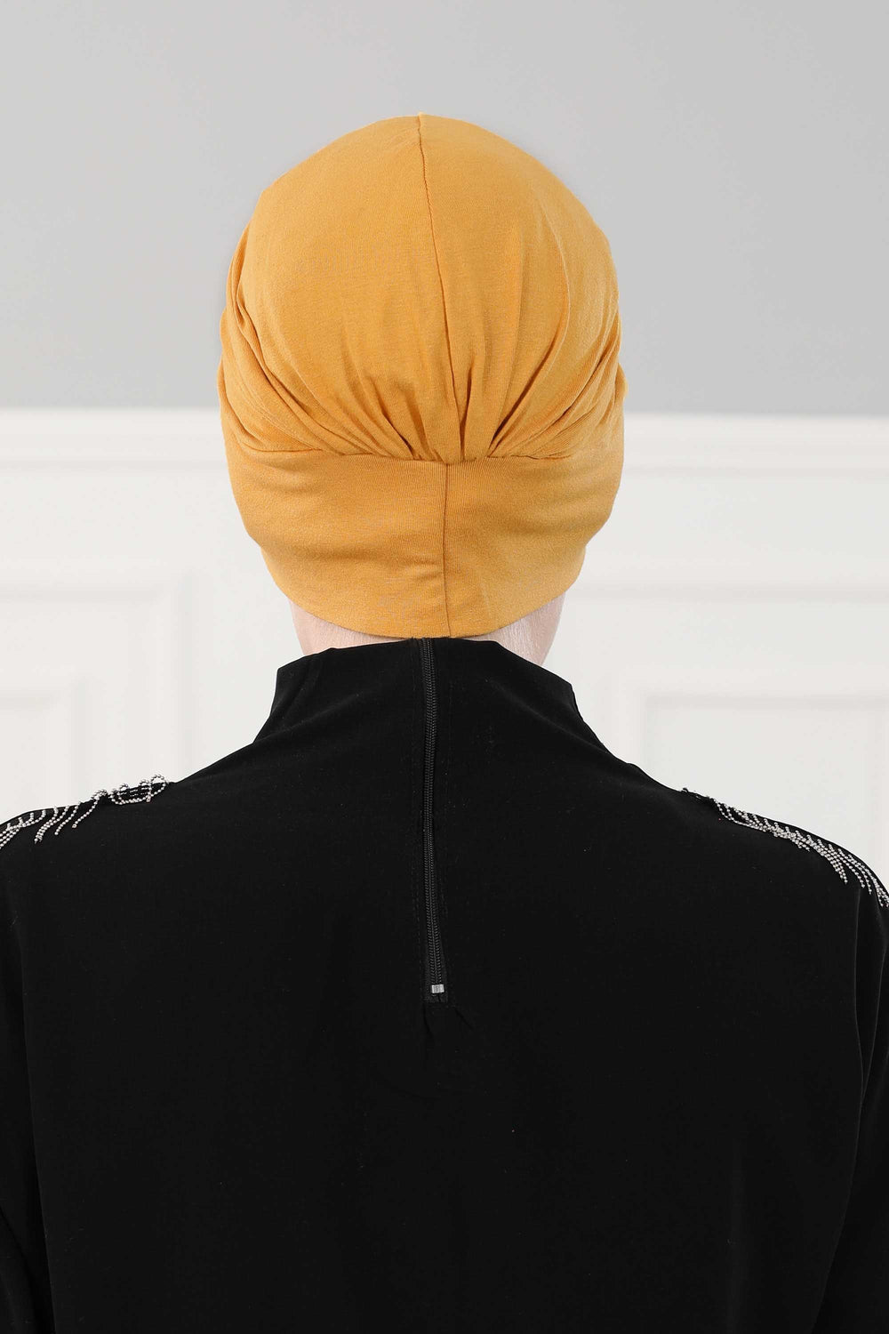 Maharajah Instant Turban Hijab for Women Headwrap Lightweight Headscarf Modest Headwear, Plain Stylish Bonnet Cap for Women,B-4 Mustard Yellow