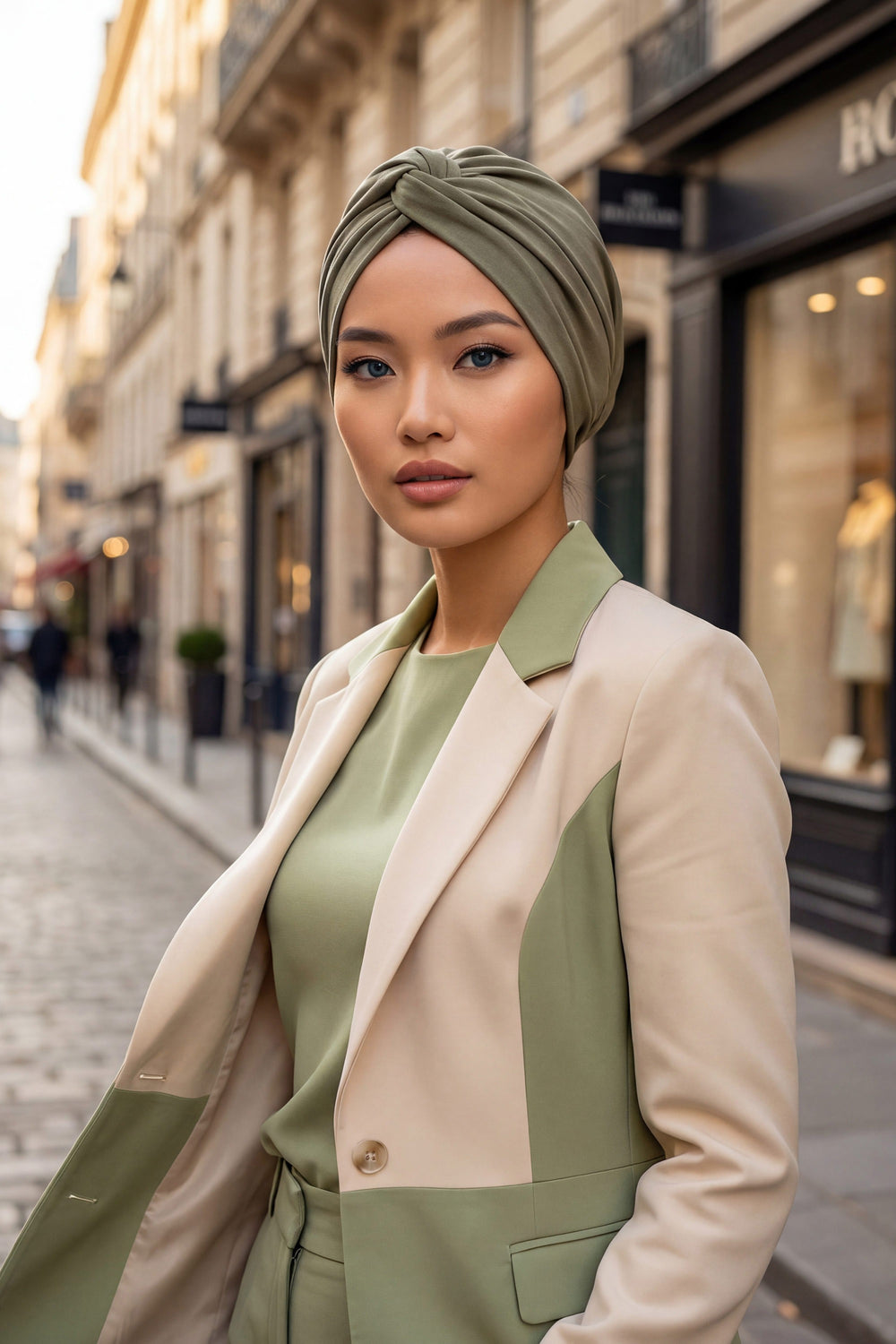 Maharajah Instant Turban Hijab for Women Headwrap Lightweight Headscarf Modest Headwear, Plain Stylish Bonnet Cap for Women,B-4 Army Green