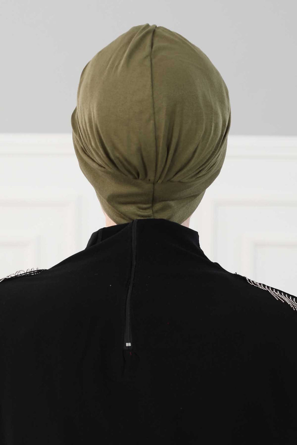 Maharajah Instant Turban Hijab for Women Headwrap Lightweight Headscarf Modest Headwear, Plain Stylish Bonnet Cap for Women,B-4 Army Green