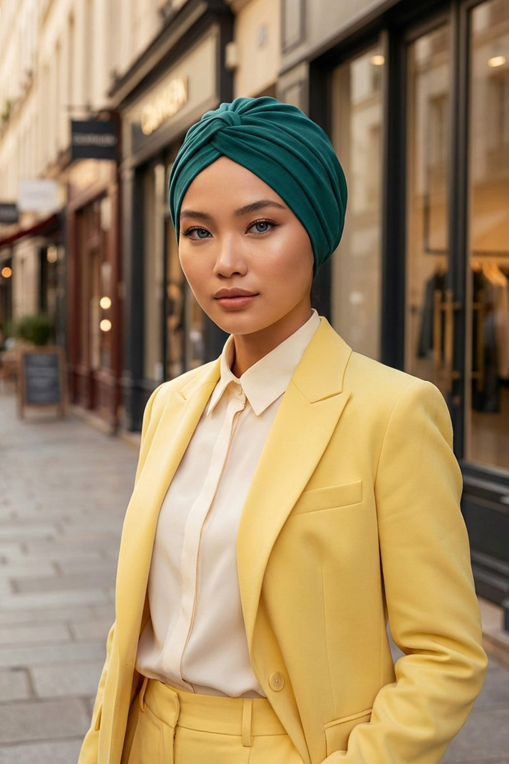 Maharajah Instant Turban Hijab for Women Headwrap Lightweight Headscarf Modest Headwear, Plain Stylish Bonnet Cap for Women,B-4 Green