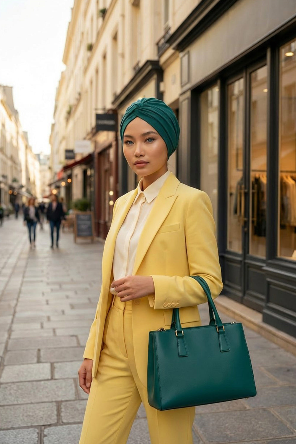 Maharajah Instant Turban Hijab for Women Headwrap Lightweight Headscarf Modest Headwear, Plain Stylish Bonnet Cap for Women,B-4 Green