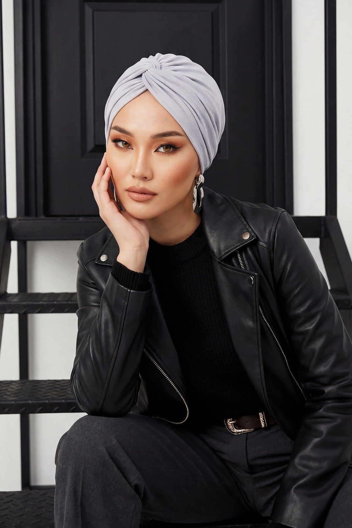 Maharajah Instant Turban Hijab for Women Headwrap Lightweight Headscarf Modest Headwear, Plain Stylish Bonnet Cap for Women,B-4 Grey 2