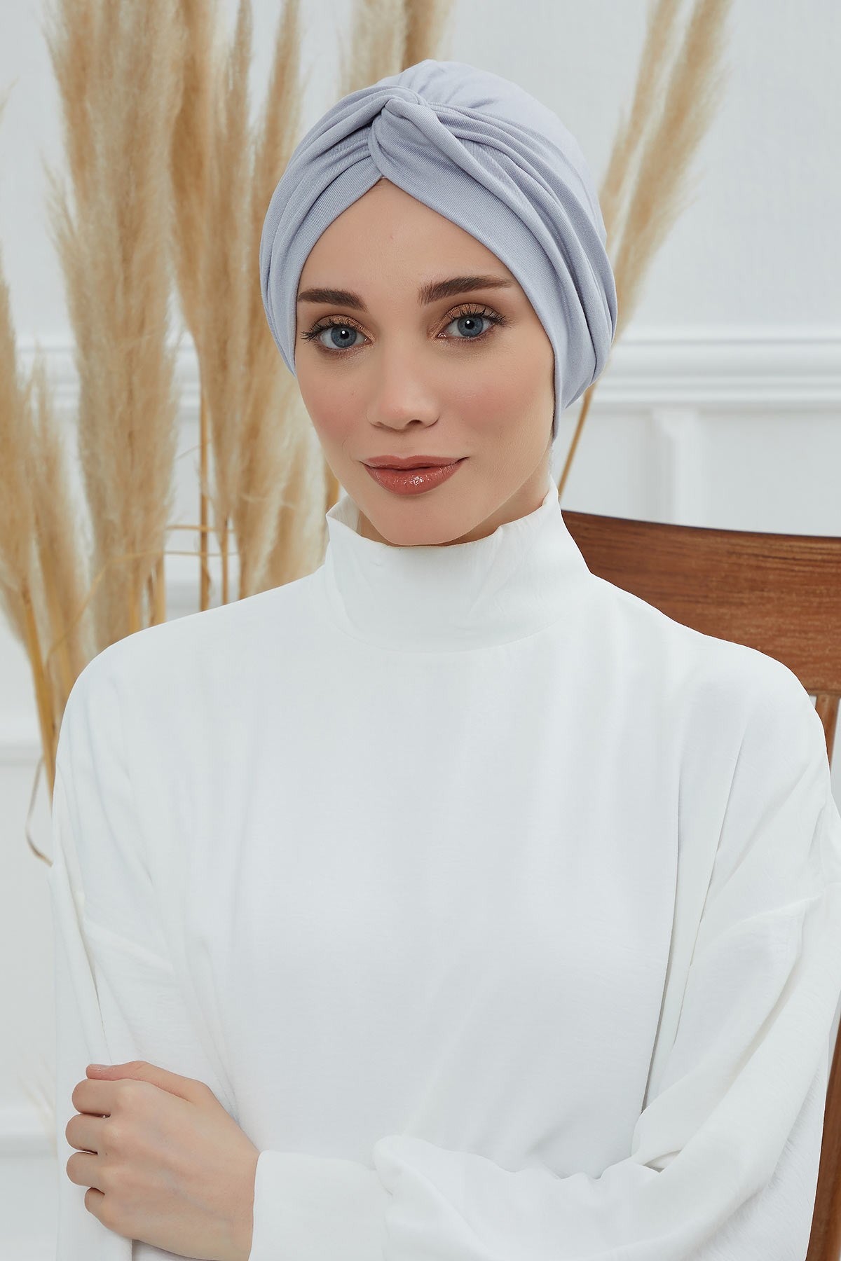Maharajah Instant Turban Hijab for Women Headwrap Lightweight Headscarf Modest Headwear, Plain Stylish Bonnet Cap for Women,B-4 Grey 2