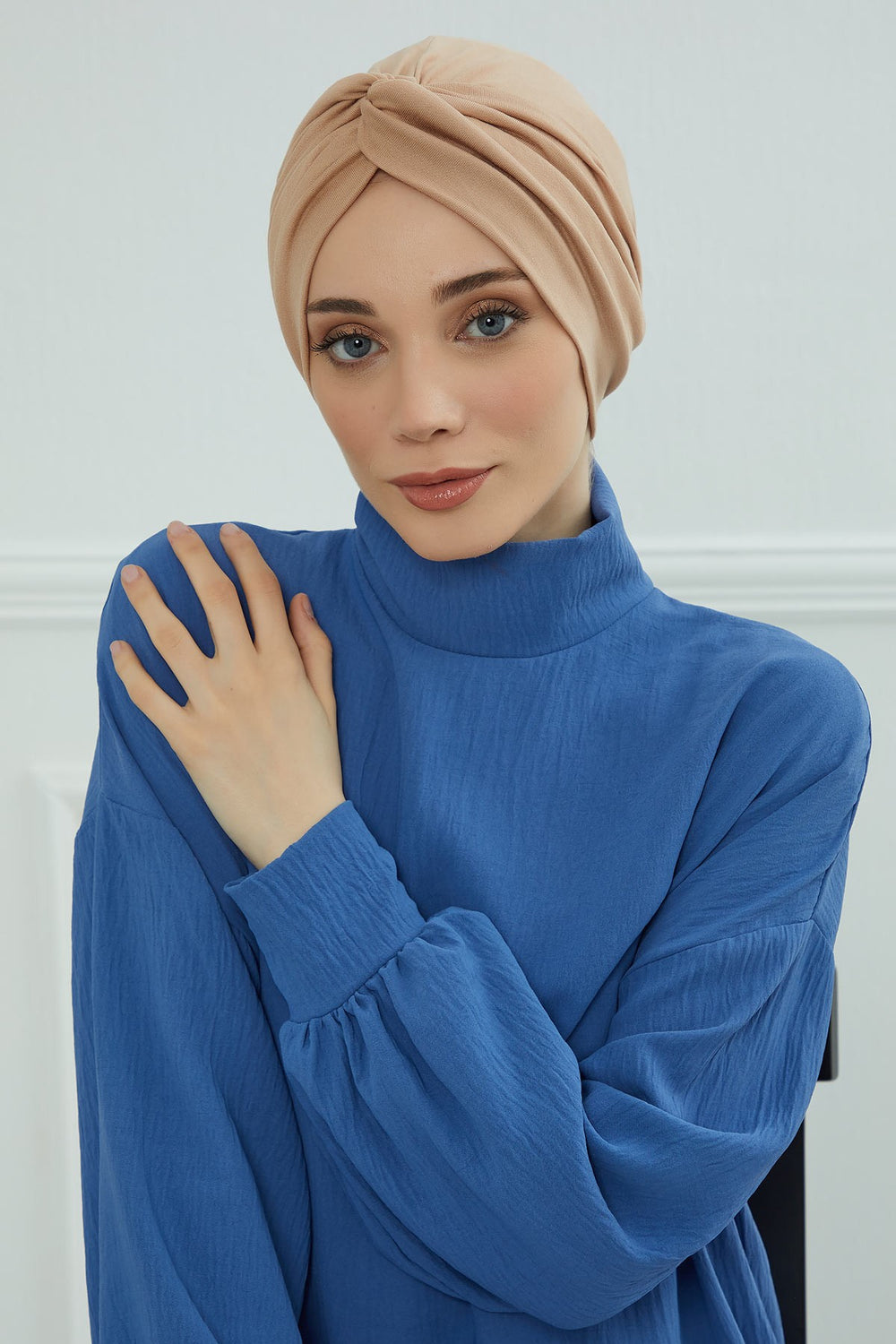 Maharajah Instant Turban Hijab for Women Headwrap Lightweight Headscarf Modest Headwear, Plain Stylish Bonnet Cap for Women,B-4 Sand Brown