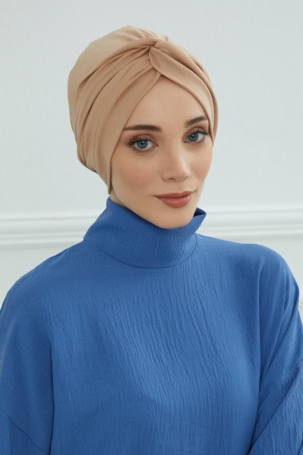 Maharajah Instant Turban Hijab for Women Headwrap Lightweight Headscarf Modest Headwear, Plain Stylish Bonnet Cap for Women,B-4 Sand Brown