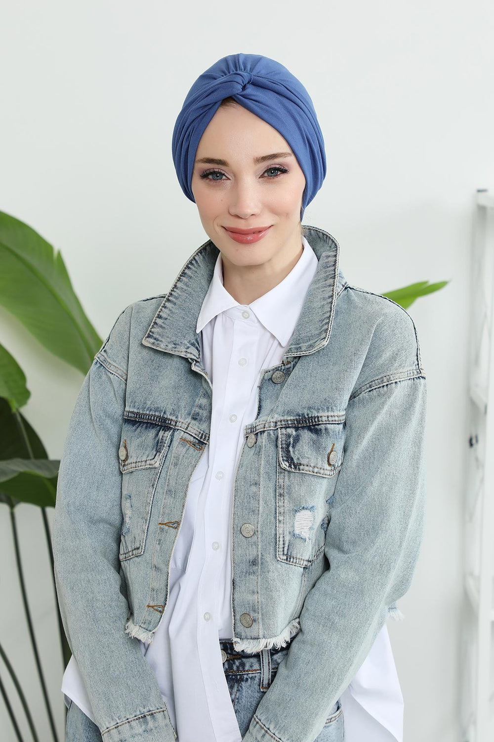 Maharajah Instant Turban Hijab for Women Headwrap Lightweight Headscarf Modest Headwear, Plain Stylish Bonnet Cap for Women,B-4 İndigo