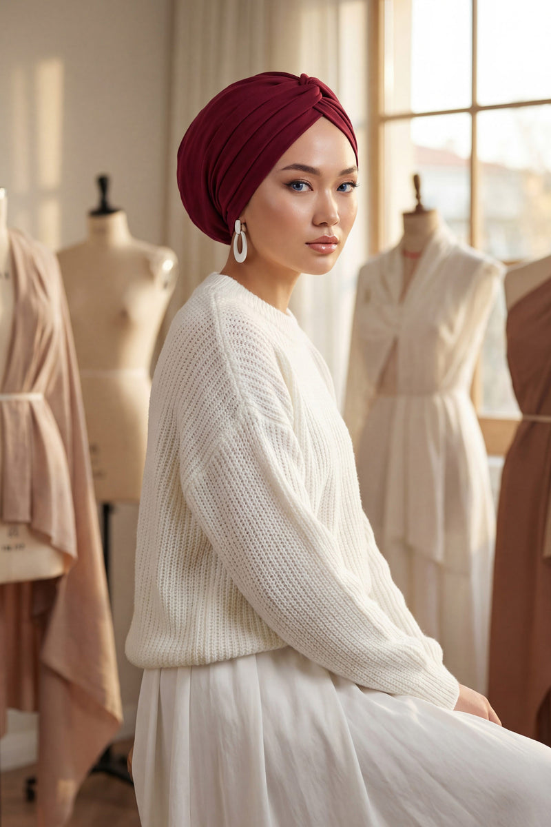 حجاب عمامة فوري من مهراجا للنساء، غطاء رأس خفيف الوزن، غطاء رأس متواضع، قبعة بونيه أنيقة سادة للنساء، B-4