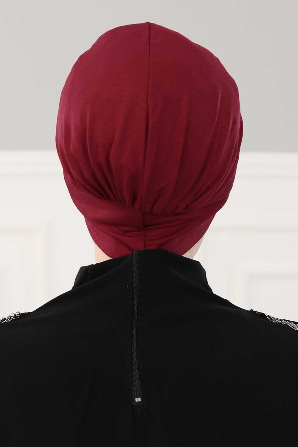 Maharajah Instant Turban Hijab for Women Headwrap Lightweight Headscarf Modest Headwear, Plain Stylish Bonnet Cap for Women,B-4 Maroon