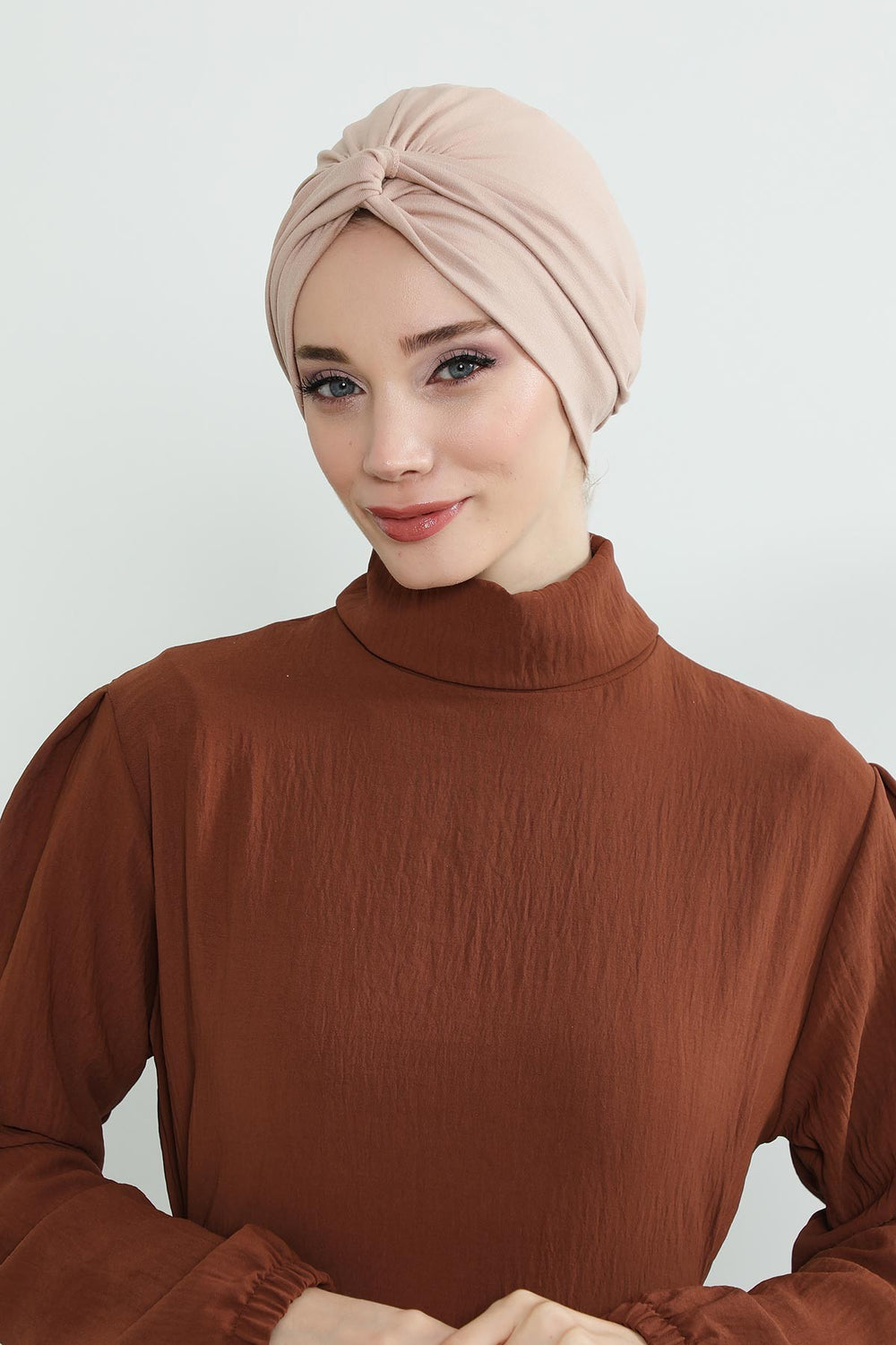 Maharajah Instant Turban Hijab for Women Headwrap Lightweight Headscarf Modest Headwear, Plain Stylish Bonnet Cap for Women,B-4 Light Mink