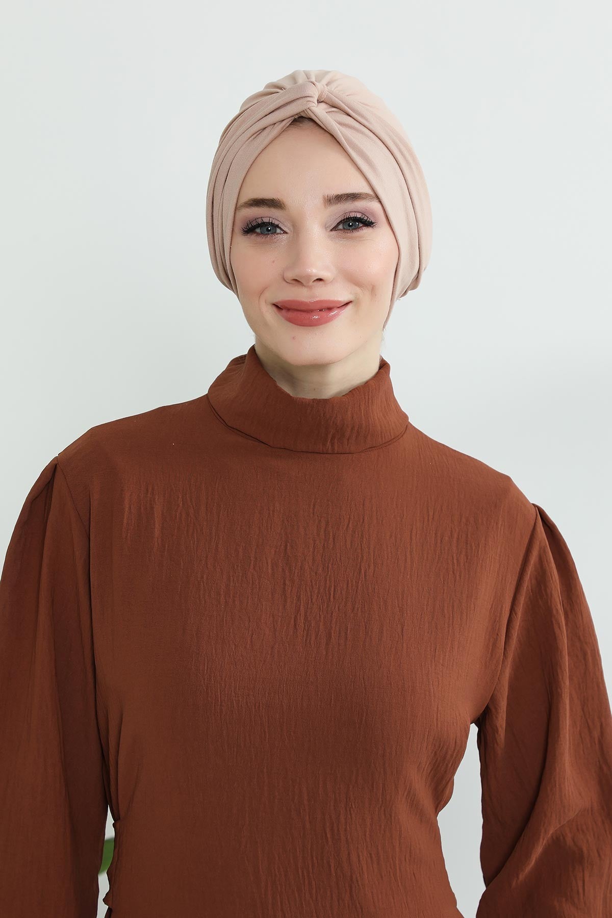 Maharajah Instant Turban Hijab for Women Headwrap Lightweight Headscarf Modest Headwear, Plain Stylish Bonnet Cap for Women,B-4 Light Mink