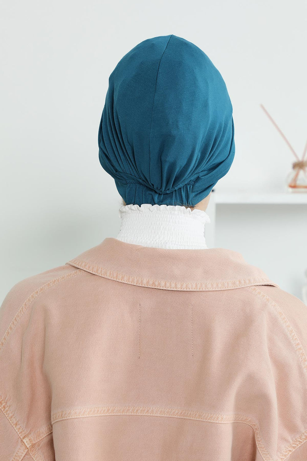 Maharajah Instant Turban Hijab for Women Headwrap Lightweight Headscarf Modest Headwear, Plain Stylish Bonnet Cap for Women,B-4 Petrol Blue