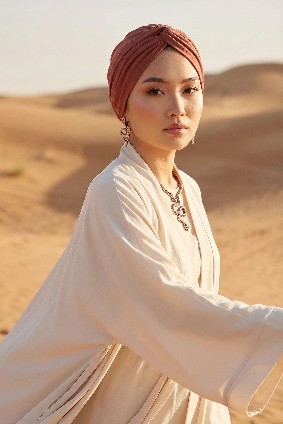 Maharajah Instant Turban Hijab for Women Headwrap Lightweight Headscarf Modest Headwear, Plain Stylish Bonnet Cap for Women,B-4 Cinnamon